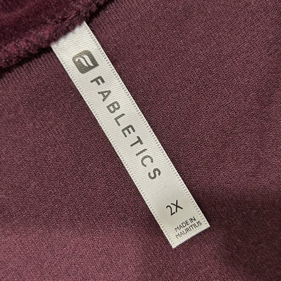 Fabletics Burgundy Velour Jacket Quarter Zip Athletic Sweatshirt Size 2XL XXL - Picture 3 of 10